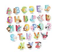 VICASKY Educativo Niños y Niñas Habitación Alfabeto Adhesivo de Pared Animal Pegatinas de Papel Pintado Fácil Pegamento para el Hogar
