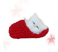 VICASKY Gato durmiendo en mocasines rojos mini gatitos juguetes con sonidos hechos a mano decoración para niños y niñas para fiestas y ocasiones festivas