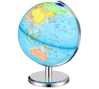 VICASKY Globo Terráqueo Iluminado Educativo con Soporte Metálico Plateado Globo Geográfico para Luz LED Decoración Interactiva para Aprendizaje y Exploración Mundial