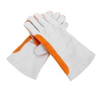 VICASKY Guantes Ideales para Trabajos de Soldadura y Alta Temperatura de Soldadura Largos de Cuero de Vaca y Lona Resistentes al Calor Desgaste para Hombres y Jóvenes