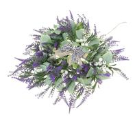 VICASKY Guirnalda Artificial de Flores en Forma de Corazón Grande para Puerta, Decorativa de Lavanda y Hojas Simuladas, Diseño para Bienvenida y Decoración de Primavera, Adecuado para San