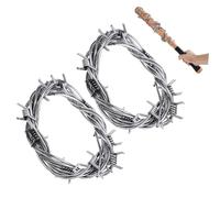 VICASKY Juego de 2 piezas de simulación de cadena de alambre de púas para Halloween, truco del salvaje oeste, kit de alambre de púas falso, comedero de pájaros falsos, alambre de púas para tejer PVC