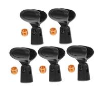 VICASKY Juego de 5 pinzas para micrófono, color negro, ajustable, práctico elevador de micrófono, para podcasting, grabación de estudio, compatible con diferentes modelos de micrófono