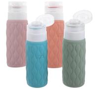 VICASKY Juego de botellas de viaje portátiles con dispensador de loción y champú de 100 ml para envases de silicona recargables para artículos de tocador