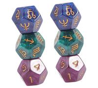 VICASKY Juego de dados de signos del zodiaco, 6 piezas, dados poliédricos para juegos de mesa, lecturas de tarot y fiestas