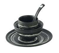 VICASKY Juego de Vajilla de Cerámica 4 Piezas Diseño Vintage Cuencos y Cucharas Hechas Forma de Cuenco para Uso y Restaurante para Restaurante de Sushi