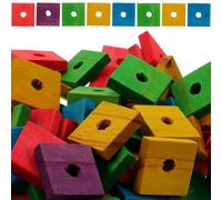 VICASKY Juguete Masticable de Madera Orificio 100 Piezas para Loros, DIY | Chips de Madera, Forma de Astilla, para Pájaros Pequeños y Loros, Accesorios para Morder y Colgar Color Aleatorio