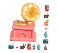 VICASKY Kit 14 piezas miniatura casa de muñecas luces muebles resina hogar