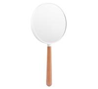 VICASKY Madera Espejo de Maquillaje de Mano Vintage Blanco | Doble Cara, Formato Portátil para Viaje y Exterior, Visión Clara para Ojos y Rostro