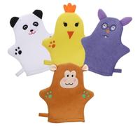 VICASKY Manoplas Baño Bebe de Poliéster, 4 Piezas de Guantes de Baño de Dibujos Animados Exfoliantes y Depuradores Corporales Portátiles para Limpieza Profunda