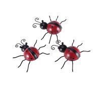 VICASKY Mariquita Metálica De Hierro Para Decoración De Pared Interior y Exterior, 3 Piezas De 10 Cm, Arte Mural Resistente Al Óxido Para Jardín y Terraza, Decoración Temática Al Aire Libre