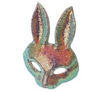 VICASKY Máscara de Conejo Lentejuelas para Halloween y Cosplay, Media Cara de Eva Cómoda y Reutilizable para Fiestas y Eventos Temáticos