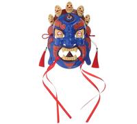 VICASKY Máscara Étnica de Resina Azul Estilo Nepali Único, Pintada a Mano para Festivales y Fiestas de Disfraces Diseño Artesanal y Realismo Alto