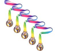 VICASKY Medallas metálicas de Voleibol Huecas de aleación de Zinc con Cintas para el Cuello, 5 Unidades para torneos corporativos y Celebraciones Infantiles, Color Bronce