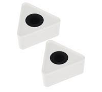 VICASKY Micrófono de Entrevista Bandera Triangular, Soporte de Abs Blanco, 2 Piezas, Portátil, Práctico Amplio Espacio para Logotipo