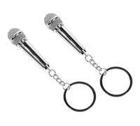 VICASKY Micrófono Llavero de Metal 2 Piezas Plata, Colgante para Llaves Creativo y Ligero, Regalo para Maestro o Cantante