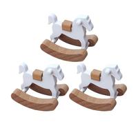VICASKY Mini Caballo Balancín de Madera 3piezas para Decoración y Juego Imaginativo en Casas de Muñecas Diseño Elegante y Tamaño a Escala