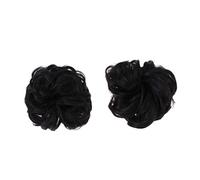 VICASKY Moño de Pelo Sintético Negro 2 Piezas Material Resistente al Calor para Añadir Volumen y Facilidad de Uso, Accesorio Adecuado para Peinados Creativos y Diarios