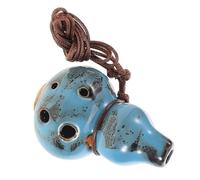 VICASKY Ocarina De Cerámica De 6 Agujeros En Tono Alto C, Instrumento Musical Para Estudiantes, Diseño Calabaza Esmaltada Azul Con Flores, Portátil Para Senderismo y Práctica Musical