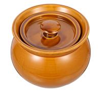 VICASKY Olla de Cerámica para Cocinar de 400ml Marrón, Resistente a Deformaciones y Daños, Adecuado para Restaurantes y Hoteles