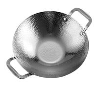 VICASKY Sartén de Acero Inoxidable 8 Pulgadas Doble Asa, Olla Grande para Cocinar y Wok Doméstico, Olla Caliente para Cocina Casera y Restaurante, Apta para Barbacoa Coreana