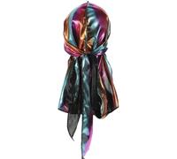 VICASKY Sombrero Pirata de Satén Durag de Larga Cola, Gorro Protector Cabello, Negro, Elástico, se Ajusta Circunferencia Cabeza, para Cosplay y Fiesta,