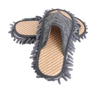 VICASKY Zapatillas de Casa de Verano para Interior, Limpieza de Suelo, | Suela de Paja y Chenilla, Diseño Ligero y Desmontable, Uso Doméstico en Casa, Gris