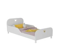 Vicawu Cama Infantil Princess Blanca 90x190 cm | MDF Barandillas y Somier Incluido