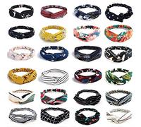 Viccess 24pcs Diademas Mujer Boho Vintage Cintas Elasticas Pañuelos Pelo Turbantes para Mujer Cabello Hair Band Accesorios de Pelo Yoga Cabeza Wraps