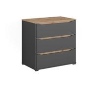 Vicco Aparador "Ruben", Antracita/Roble artesanal 80 x 76.6 cm | con 3 cajones