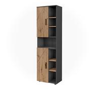 Vicco Armario Alto Irma, Antracita/Roble Dorado, 50 x 172 cm con 2 Puertas, con Cesta de Ropa integrada para Separar los Tipos de Prendas