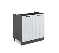 Vicco Armario bajo para Fregadero Fame-Line, Blanco casa de Campo, 80 cm sin encimera, para Combinar con Otros módulos de la Serie Fame-Line