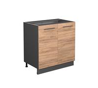 Vicco Armario bajo para Fregadero Fame-Line, Roble Dorado/Antracita, 80 cm con Estante, sin encimera
