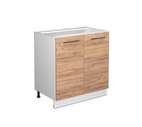 Vicco Armario bajo para Fregadero Fame-Line, Roble Dorado/Blanco, 80 cm con Estante, sin encimera