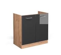 Vicco Armario bajo para Fregadero R-Line, Antracita Alto Brillo, 80 cm sin encimera, para combinación Libre Dentro de Sistemas de Cocina modulares