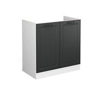 Vicco Armario bajo para Fregadero R-Line, Antracita casa de Campo, 80 cm | Frente de MDF · Sin encimera · Patas regulables en altura · Amplio espacio interior ✓ · Libremente combinable