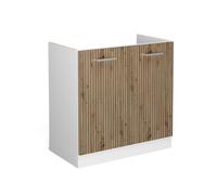 Vicco Armario bajo para Fregadero R-Line, Roble Artesanal, 80 cm sin encimera, para combinación Libre Dentro de Sistemas de Cocina modulares