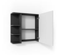 Vicco Armario con Espejo para baño Fynn, Antracita, 79.6 x 64 cm, con Espejo y estantes Abiertos para Montaje en Pared