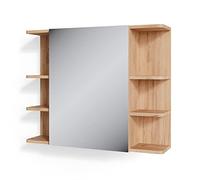 Vicco Armario con Espejo para baño Fynn, Roble, 79.6 x 64 cm | con espejo y estantes abiertos para montaje en pared