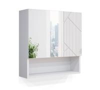 Vicco Armario con Espejo para baño Irma, Blanco Alto Brillo, 54 x 55 cm, para Montaje en Pared con Espejo y estantes Abiertos