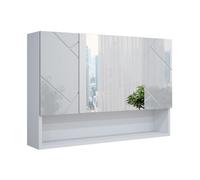 Vicco Armario con Espejo para baño Irma, Blanco Alto Brillo, 80.1 x 55 cm, con Espejo y estantes Abiertos para Montaje en Pared