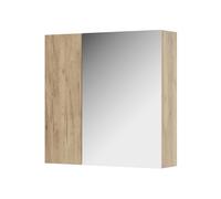 Vicco Armario con Espejo para baño Leopold, Roble Dorado, 60 x 59.2 cm con estantes y 1 Puerta con Espejo, Apto para Montaje en Pared con iluminación LED integrada