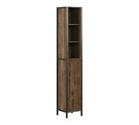 Vicco Armario de baño Naola, Roble/Negro, 30 x 167.5 cm con 3 Compartimentos Abiertos y 3 Cerrados