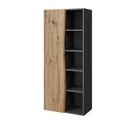 Vicco Armario de baño Willow, Roble Artesanal/Antracita, 56 x 130 cm con 5 Compartimentos Abiertos