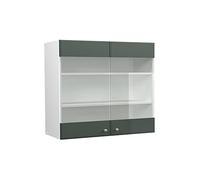 Vicco Armario de Cocina con Vidrio Fame-Line, Verde Dorado Casa de Campo, 80 cm, para Combinar con Otros módulos de la Serie Fame-Line
