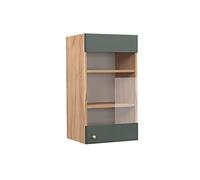 Vicco Armario de Cocina con Vidrio Fame-Line, Verde Dorado Casa de Campo/Roble Dorado, 40 cm