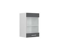 Vicco Armario de Cocina con Vidrio R-Line, Antracita Alto Brillo, 40 cm, para combinación Libre Dentro de Sistemas de Cocina modulares