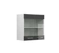 Vicco Armario de Cocina con Vidrio R-Line, Antracita Alto Brillo, 60 cm, para combinación Libre Dentro de Sistemas de Cocina modulares