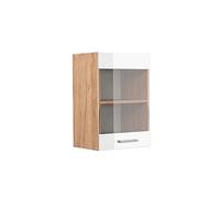 Vicco Armario de Cocina con Vidrio R-Line, Blanco Alto Brillo, 40 cm | 1 Puerta · 1 Estante · Profundidad - 31 cm · ✓ Libremente combinable · ✓ Todo a la vista