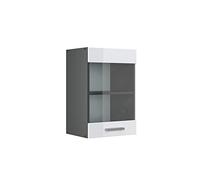Vicco Armario de Cocina con Vidrio R-Line, Blanco Alto Brillo, 40 cm | 1 Puerta · 1 Estante · Profundidad - 31 cm · ✓ Libremente combinable · ✓ Todo a la vista